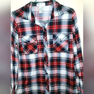 Ladies Plaid Button Down